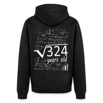 Quadratwurzel 324 = 18 Jahre alt Geburtstag - Unisex Premium Bio Zip Hoodie - Schwarz - Hinten - Nico (187cm)