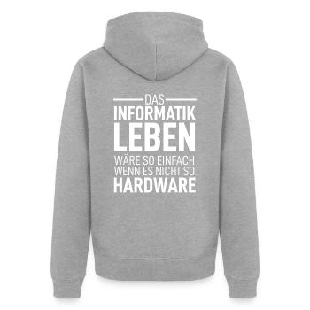 Programmierer Informatiker Nerd Admin PC Coder IT - Unisex Premium Bio Zip Hoodie - Grau meliert - Hinten - Nico (187cm)