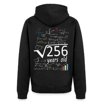 Square root 256 = 16 year old birthday - Unisex Premium Organic Zip Hoodie - black - Back - Nico (187cm)