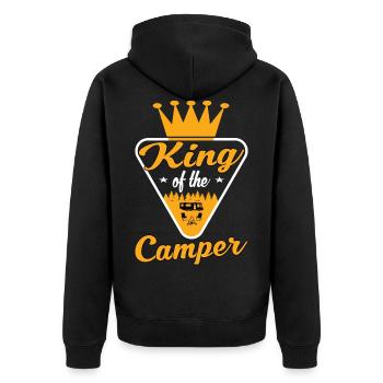 The camping king caravan and campsite - Unisex Premium Organic Zip Hoodie - black - Back - Nico (187cm)