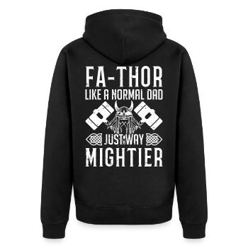 Cadeau de papa Vikings de la fête des pères de Fa-Thor Father Thor - Veste à capuche bio Premium Unisexe - noir - Dos - Nico (187cm)