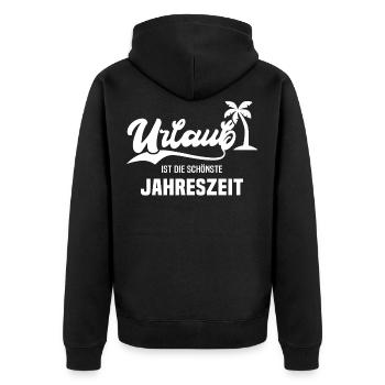 Urlaub Urlauber Palme Spruch - Unisex Premium Bio Zip Hoodie - Schwarz - Hinten - Nico (187cm)