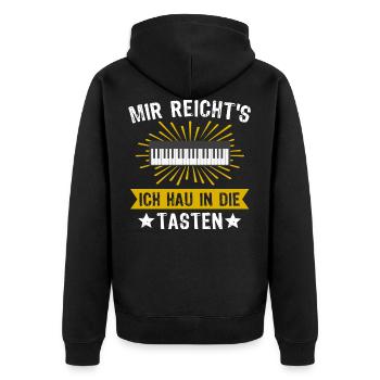 Keyboarder Pianist Piano Mir reichts Spruch - Unisex Premium Bio Zip Hoodie - Schwarz - Hinten - Nico (187cm)
