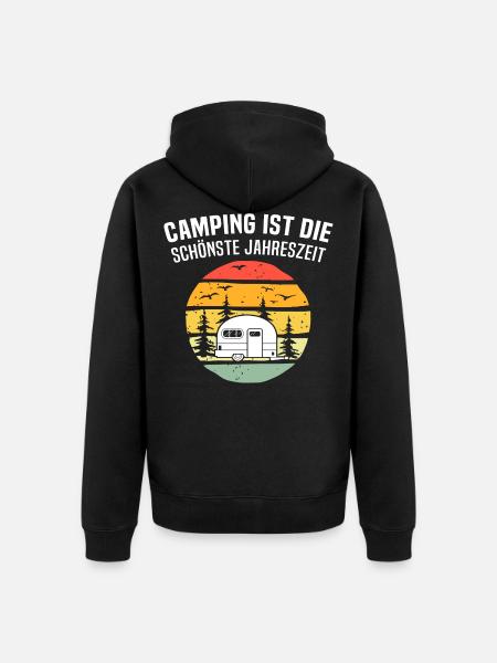 Camping Wohnwagen Geschenk Spruch - Unisex Premium Bio Zip Hoodie - Schwarz