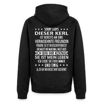 Sorry Ladys dieser Kerl Ehemann Paar - Unisex Premium Bio Zip Hoodie - Schwarz - Hinten - Nico (187cm)