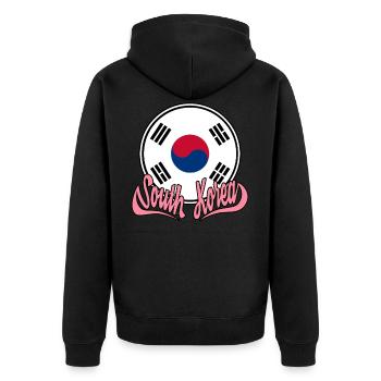Südkorea South Korea - Unisex Premium Bio Zip Hoodie - Schwarz - Hinten - Nico (187cm)