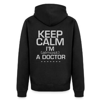 Medical student keeps calm I'm almost a docto - Unisex Premium Organic Zip Hoodie - black - Back - Nico (187cm)