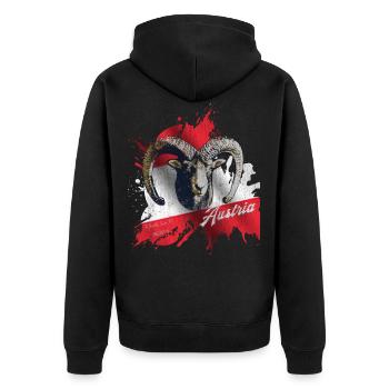 Austria Österreich Gäms Steinbock Geschenk - Unisex Premium Bio Zip Hoodie - Schwarz - Hinten - Nico (187cm)