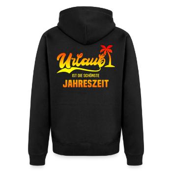 Urlaub Urlauber Sommer Spruch Geschenk - Unisex Premium Bio Zip Hoodie - Schwarz - Hinten - Nico (187cm)