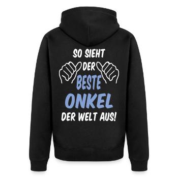 bester Onkel der Welt Pate Patenonkel - Unisex Premium Bio Zip Hoodie - Schwarz - Hinten - Nico (187cm)