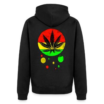 Stoners de chanvre de mauvaises herbes taches de mauvaises herbes éclaboussures de thé de couleur - Veste à capuche bio Premium Unisexe - noir - Dos - Nico (187cm)