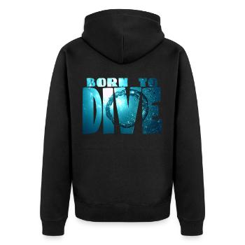 born to dive - Unisex Premium Organic Zip Hoodie - black - Back - Nico (187cm)
