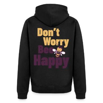 Don`t Worry Bee Happy design for clubs and breeding - Unisex Premium Organic Zip Hoodie - black - Back - Nico (187cm)