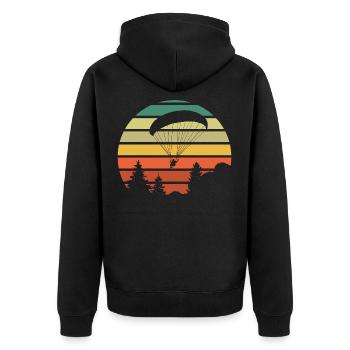 Gleitschirmfliegen Vintage - Unisex Premium Bio Zip Hoodie - Schwarz - Hinten - Nico (187cm)