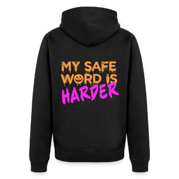 Halloween BDSM My security word is harder pap - Unisex Premium Organic Zip Hoodie - black - Back - Nico (187cm)