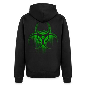 Biohazard Biogefahr corona Gothic Goth tattoo psy - Unisex Premium Bio Zip Hoodie - Schwarz - Hinten - Nico (187cm)