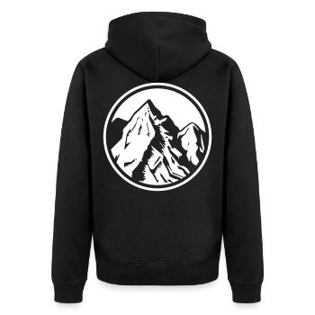 mountains symbol - Unisex Premium Organic Zip Hoodie - black - Back - Nico (187cm)