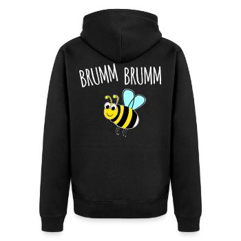 Brumm Brumm Hummel - Unisex Premium Bio Zip Hoodie - Schwarz - Hinten - Nico (187cm)