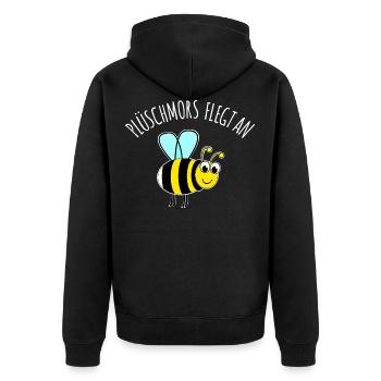 plüschmors fliegt an - Unisex Premium Bio Zip Hoodie - Schwarz - Hinten - Nico (187cm)