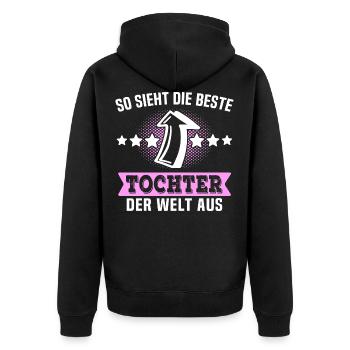 Beste Tochter Geschenk Spruch - Unisex Premium Bio Zip Hoodie - Schwarz - Hinten - Nico (187cm)