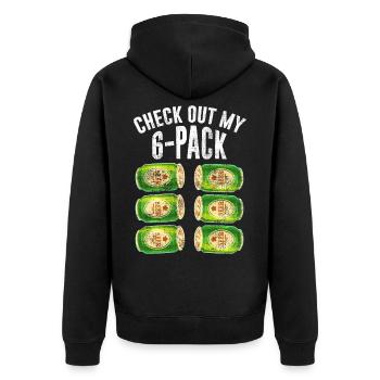 Check out my six pack beer Design für einen Bier - Unisex Premium Bio Zip Hoodie - Schwarz - Hinten - Nico (187cm)