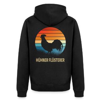 Hühnerflüsterer Huhn Landwirt Hühner Geschenkidee - Unisex Premium Bio Zip Hoodie - Schwarz - Hinten - Nico (187cm)