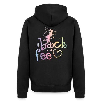 Fee Backen Herz Backfee - Unisex Premium Bio Zip Hoodie - Schwarz - Hinten - Nico (187cm)