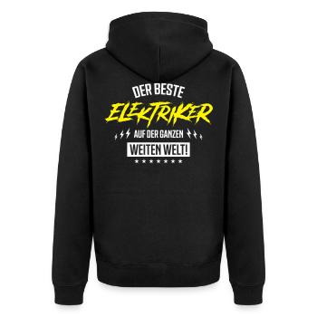 der beste elektriker spruch - Unisex Premium Bio Zip Hoodie - Schwarz - Hinten - Nico (187cm)