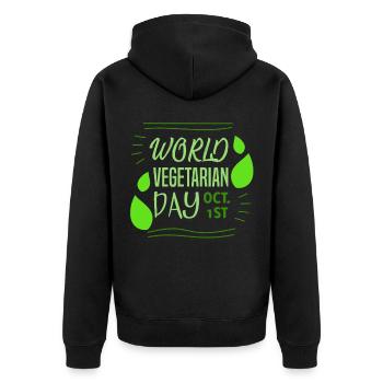 Weltvegetariertag 1. Oktober 1. Oktober Grünkohl-G - Unisex Premium Bio Zip Hoodie - Schwarz - Hinten - Nico (187cm)