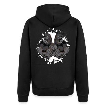 gorilla muskeln gym fitness beast - Unisex Premium Bio Zip Hoodie - Schwarz - Hinten - Nico (187cm)