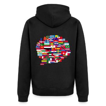 Flaggen der Länder Nationales Erbe Patriotisches M - Unisex Premium Bio Zip Hoodie - Schwarz - Hinten - Nico (187cm)