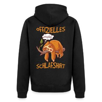 Faultier Schlafanzug Faultiere Schlafen - Unisex Premium Bio Zip Hoodie - Schwarz - Hinten - Nico (187cm)