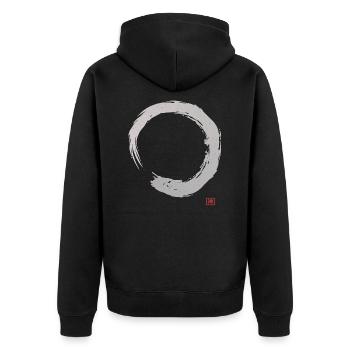 Calligraphy Enso Circle | Zen Buddhism - Unisex Premium Organic Zip Hoodie - black - Back - Nico (187cm)