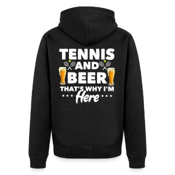 Gift idea for tennis players Tennis and beer - Unisex Premium Organic Zip Hoodie - black - Back - Nico (187cm)