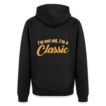 Ich bin nicht alt, ich bin Classic Dad Vintage Ret - Unisex Premium Bio Zip Hoodie - Schwarz - Hinten - Nico (187cm)