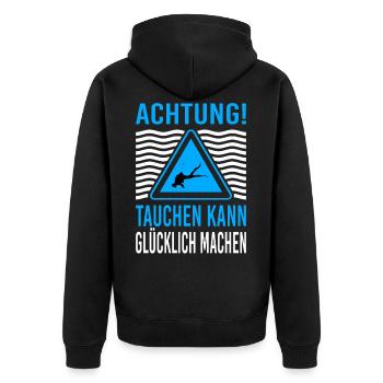 Taucher Tauchen Kann Glücklich Machen Geschenkidee - Unisex Premium Bio Zip Hoodie - Schwarz - Hinten - Nico (187cm)
