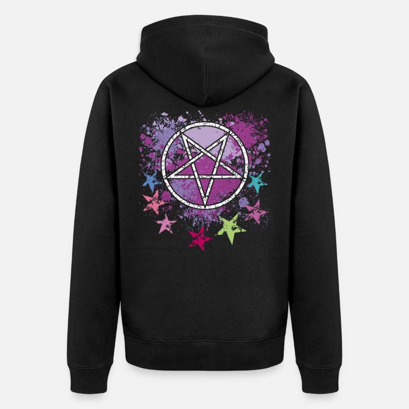 Pentagramm mit Sternen - Unisex Premium Bio Zip Hoodie - Schwarz