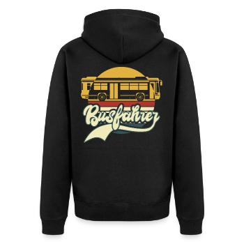 Busfahrer Retro Bus Geschenk - Unisex Premium Bio Zip Hoodie - Schwarz - Hinten - Nico (187cm)