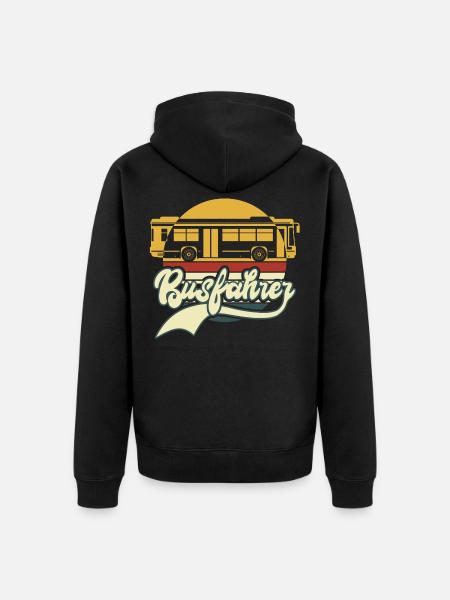 Busfahrer Retro Bus Geschenk - Unisex Premium Bio Zip Hoodie - Schwarz