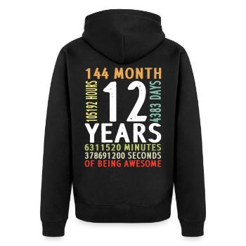 12. Geburtstag Junge Mädchen Mann Frau 12 Jahre - Unisex Premium Bio Zip Hoodie - Schwarz - Hinten - Nico (187cm)