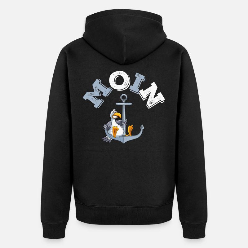 anker möwe moin comic - Unisex Premium Bio Zip Hoodie - Schwarz
