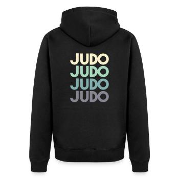 Judo - Unisex Premium Organic Zip Hoodie - black - Back - Nico (187cm)