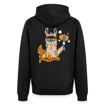 No Problama Lab LLAMA Llama Alpaca - Veste à capuche bio Premium Unisexe - noir - Dos - Nico (187cm)