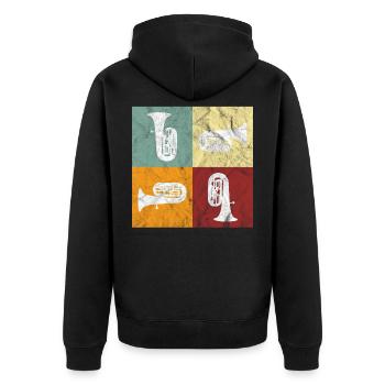 Tuba - Unisex Premium Bio Zip Hoodie - Schwarz - Hinten - Nico (187cm)