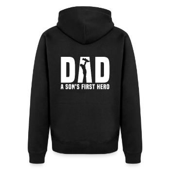 Father and Son - Unisex Premium Organic Zip Hoodie - black - Back - Nico (187cm)