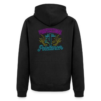 Lineman Pole 80s Professional Poledancer Geschenk - Unisex Premium Bio Zip Hoodie - Schwarz - Hinten - Nico (187cm)