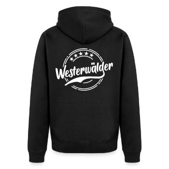 Westerwälder Westerwald Geschenk - Unisex Premium Bio Zip Hoodie - Schwarz - Hinten - Nico (187cm)