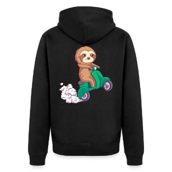 paresseux promenade en moto comique drôle - Veste à capuche bio Premium Unisexe - noir - Dos - Nico (187cm)