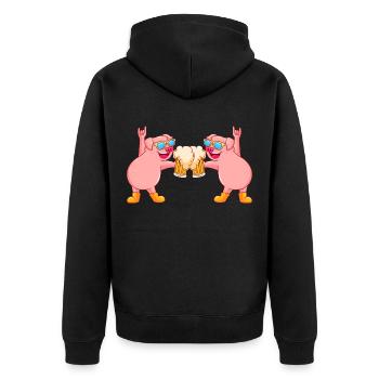 pig beer party sau team comic - Unisex Premium Organic Zip Hoodie - black - Back - Nico (187cm)