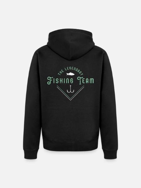 Fishing fishermen team fish logo - Unisex Premium Organic Zip Hoodie - black